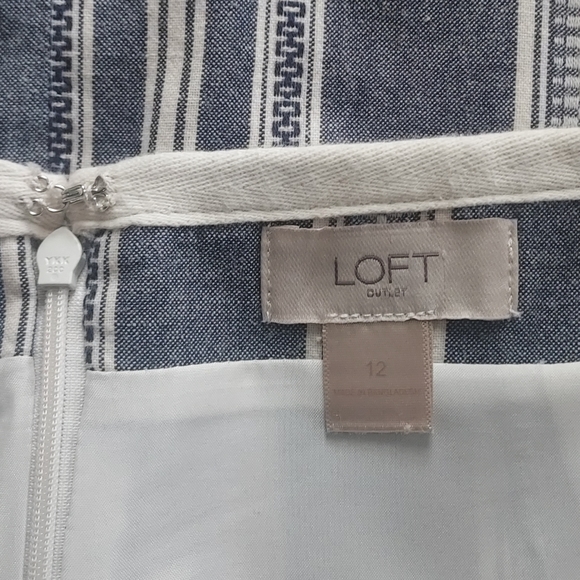Loft, size 12 gray & cream, casual cotton skirt - Picture 7 of 8